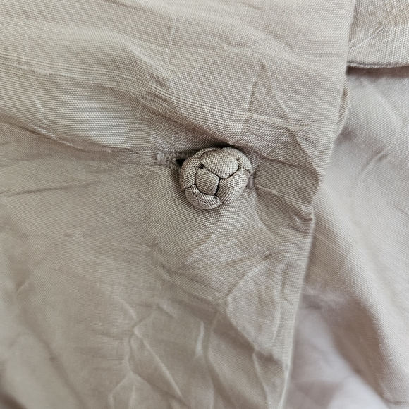 Go Silk Womens Top S Button Front Champagne Beige Crinkle Flaw Lagenlook - Picture 9 of 10